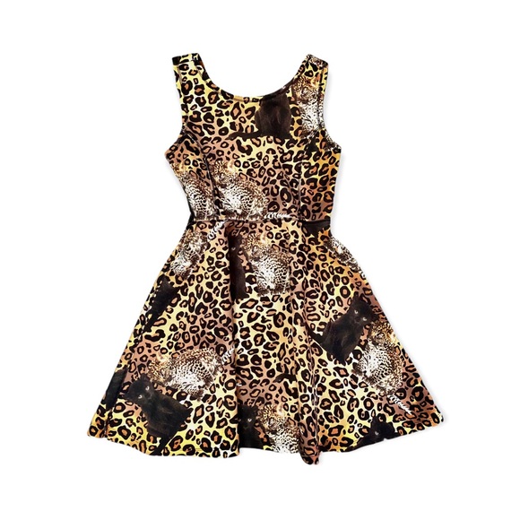 VTG 90s Leopard Print Cat Graphic A-Line Dress - Picture 4 of 4